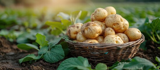 Sticker - Freshly Harvested Potatoes in a Wicker Basket