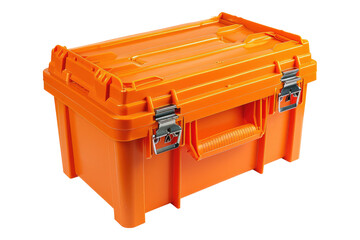 Wall Mural - Orange plastic tool box isolated on transparent background