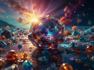 Wall Mural - Cosmic Crystal ball on the sand