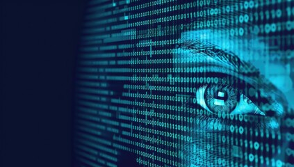 Digital Eye with Binary Background