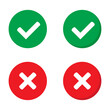 © Maksim - Right or wrong icons. Green tick and red cross checkmarks. Yes or no symbol, approved or rejected icon for user interface.