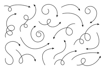 Wall Mural - collection of curved arrows. set simple curved hand drawn arrows. collection of pointers.
