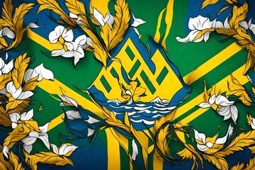 Wall Mural - Saint Vincent and the Grenadines Flag background 