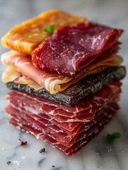 Canvas Print - Sliced prosciutto crudo or jamon.