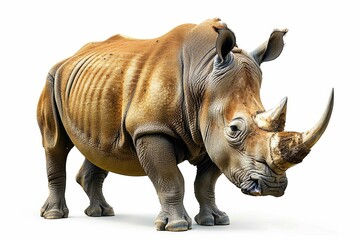 Wall Mural - Big african Rhino isolated on a white background