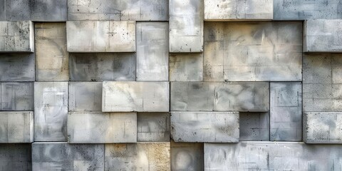 Canvas Print - Textured Concrete Wall With Cubic Pattern