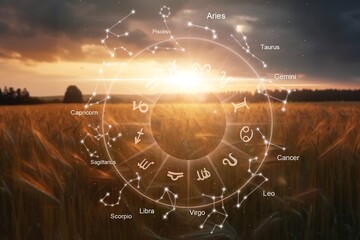 Wall Mural - concept of astrology horoscope zodiac sign wheel