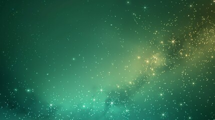 Wall Mural - Green and Gold Starry Sky Background.