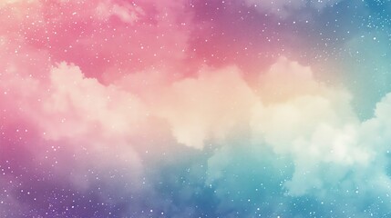 Wall Mural - an abstract background with a dreamy sky in shades of pink, blue, and white, with glittering stars.