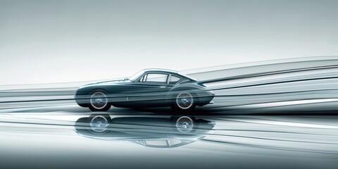Poster - Stylish vintage car in motion, showcasing dynamic speed and sleek design, blending classic elegance with high-performance automotive innovation