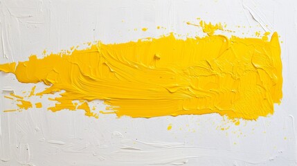 Poster - Abstract Yellow Paint Stroke on White Canvas.