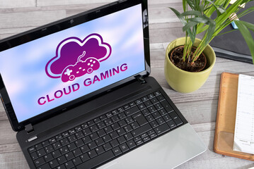 Poster - Cloud gaming concept on a laptop