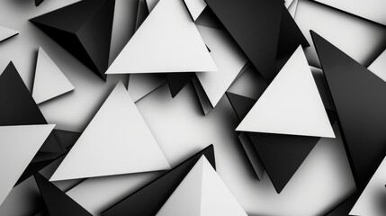 Poster - Abstract Geometric Pattern of Black and White Triangles.