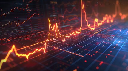 Animated depiction of a stock market graph pulsing with the rhythm of financial activity, resembling a dynamic heartbeat.