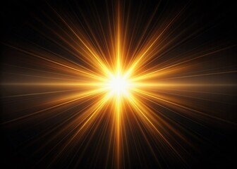 a single beam of light radiates from the center of a flat black background, casting a warm glow with