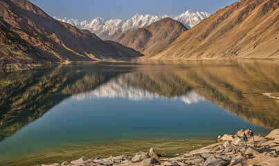 Wall Mural - Timeless Serenity: Discovering the Quiet of Pakistan's Banjosa Lake