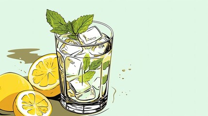 Canvas Print - cocktail with lime