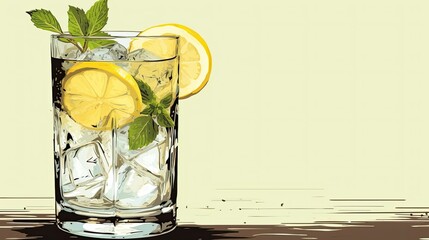 Wall Mural - cocktail with lime