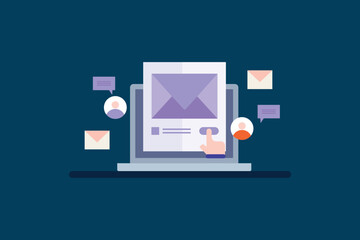 Wall Mural - Send Email to customer, Email send, Email marketing software, Communication with audience, Customer reply on email. Vector illustration with icons.