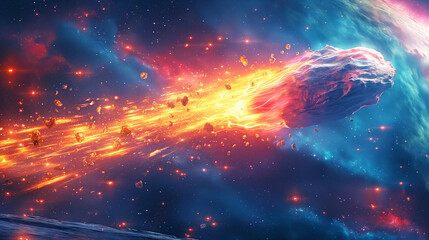 Wall Mural - simulation of a burning meteorite.