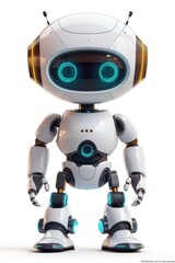 Poster - Advanced humanoid robot with blue eyes in a futuristic setting