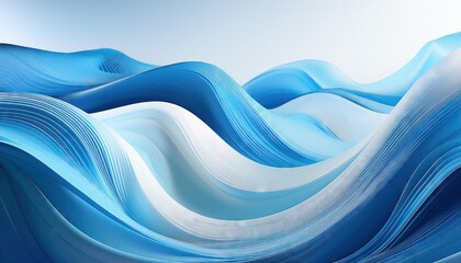 Wall Mural - Abstract blue and white dynamic waves on a clean background