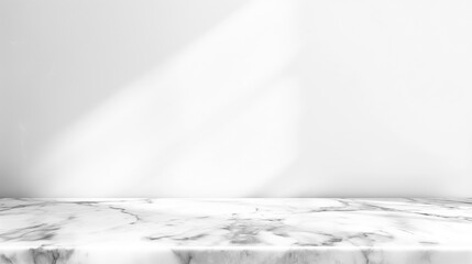 Leinwandbilder - White empty marble table background with soft light from window. Empty copy space table mock up for product placement and text, empty white background