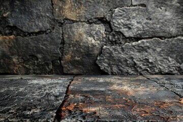 Canvas Print - Textured stone wall with rich details creating a rustic and ancient look