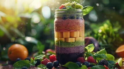 Wall Mural - fruit salad in a glass