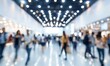 © cosmosgod - Abstract Background of Exposition or Conference with Blurred Individuals in Exhibition Hall. Conceptual Image of International Exhibition, Conference Center, Corporate Marketing, or Event Expo. AI-Gen