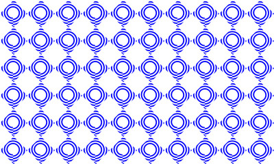 Blue spiral line repeat pattern, replete image, on white background design for fabric printing, round patter