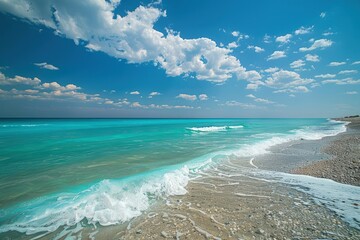 a view of the ocean from the shore of a beach