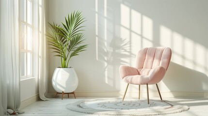 Pink Armchair in a Modern Interior