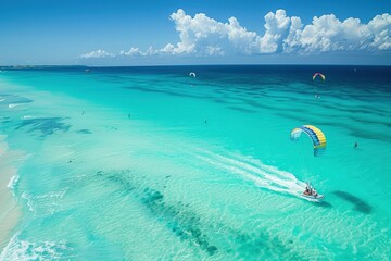 Wall Mural - a person parasailing in the ocean on a sunny day