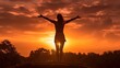 © khajar - Woman Silhouetted Against a Dramatic Sunset
