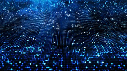 Blue glowing binary code matrix digital technology background