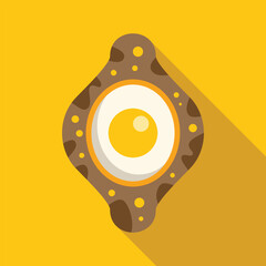 Poster - Fried egg sunny side up with yolk on yellow background with long shadow, simple flat design