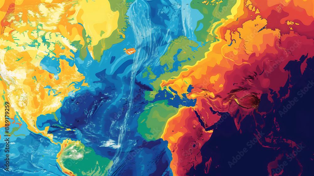 colorful heat map of the world displaying varying temperature zones ...