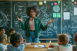 © IMAGINE AI - Black woman teacher with students learning in classroom.
