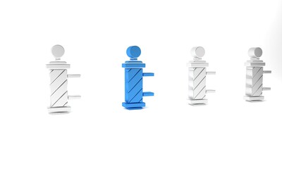 Canvas Print - Blue Classic Barber shop pole icon isolated on white background. Barbershop pole symbol. Minimalism concept. 3D render illustration