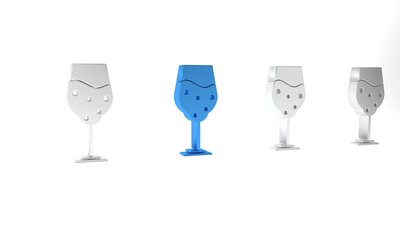 Sticker - Blue Glass of beer icon isolated on white background. Minimalism concept. 3D render illustration