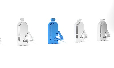 Poster - Blue Recycling plastic bottle icon isolated on white background. Minimalism concept. 3D render illustration