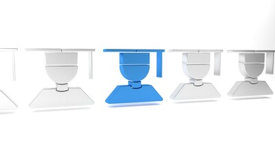 Poster - Blue Graduate and graduation cap icon isolated on white background. Minimalism concept. 3D render illustration