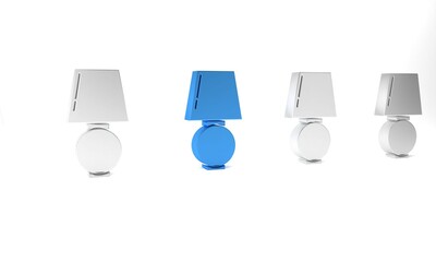 Wall Mural - Blue Table lamp icon isolated on white background. Minimalism concept. 3D render illustration