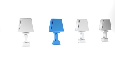 Sticker - Blue Table lamp icon isolated on white background. Minimalism concept. 3D render illustration