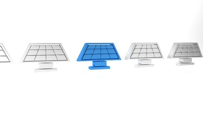 Sticker - Blue Solar energy panel icon isolated on white background. Minimalism concept. 3D render illustration