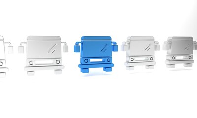 Wall Mural - Blue Bus icon isolated on white background. Transportation concept. Bus tour transport sign. Tourism or public vehicle symbol. Minimalism concept. 3D render illustration