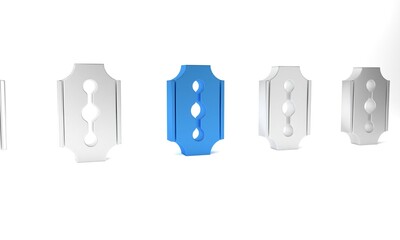 Sticker - Blue Blade razor icon isolated on white background. Minimalism concept. 3D render illustration