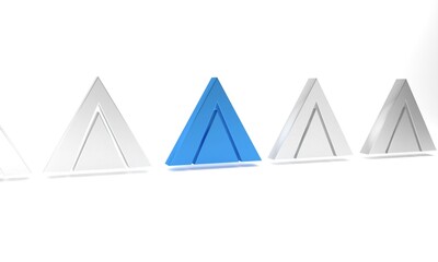 Sticker - Blue Tourist tent icon isolated on white background. Camping symbol. Minimalism concept. 3D render illustration