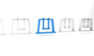 Wall Mural - Blue Swing icon isolated on white background. Playground symbol. Minimalism concept. 3D render illustration